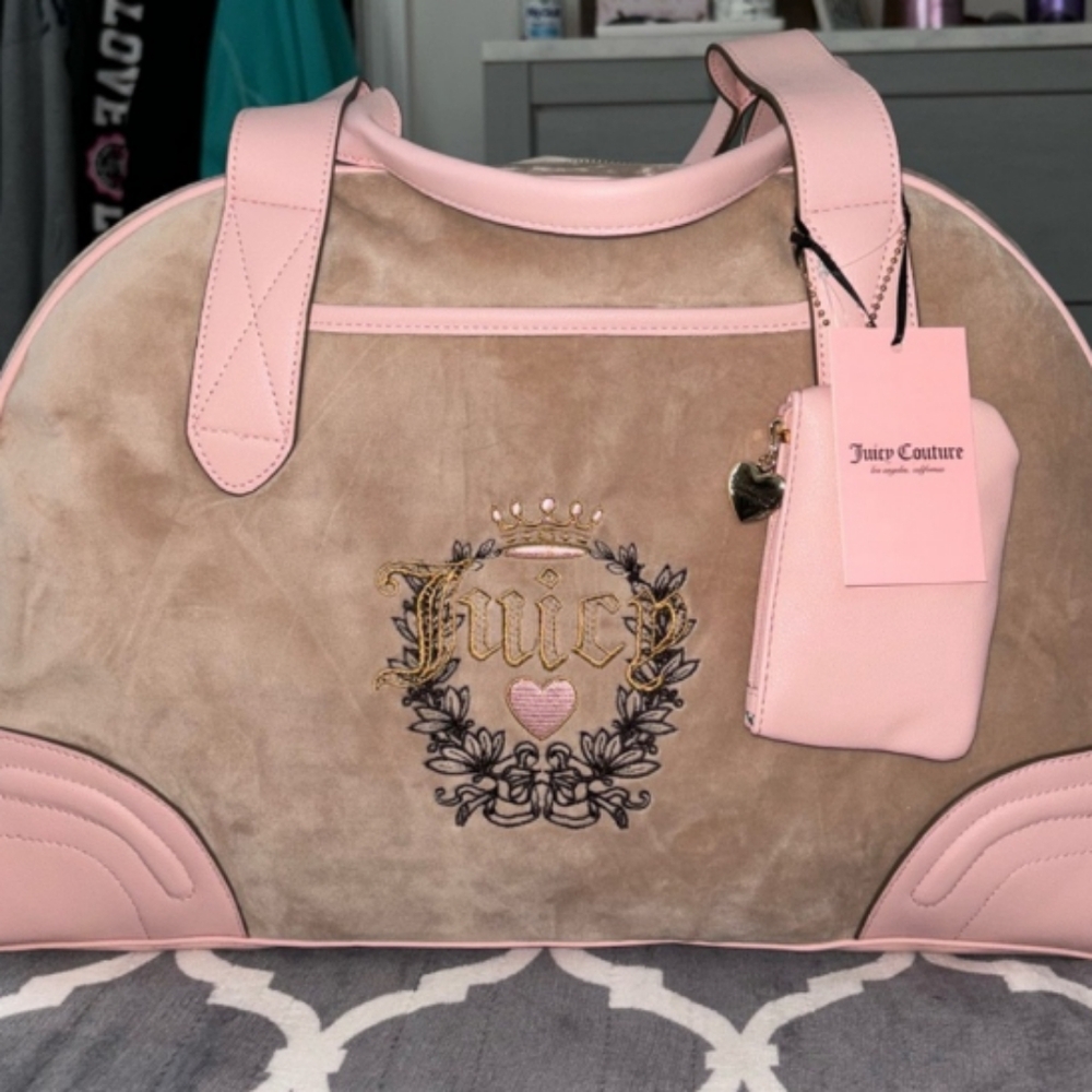 Juicy Couture Pink and Tan Women's Bag NWT COMES WITH A WRISTLET - Picture 1 of 7